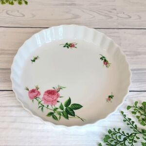 Christineholm Porcelain Rose Floral White and Pink Pie Dish 9"